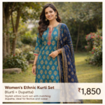 Women’s Ethnic Kurti Set (Kurti + Dupatta)